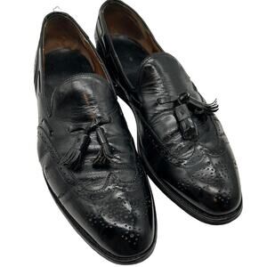Allen Edmonds Manchester Wingtip Tassel Leather Loafers 10.5 Black Classic Vtg